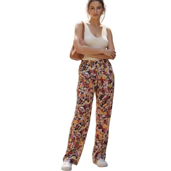 Ganni Floral Print Organic Silk Lounge Pants - Picture 1 of 9